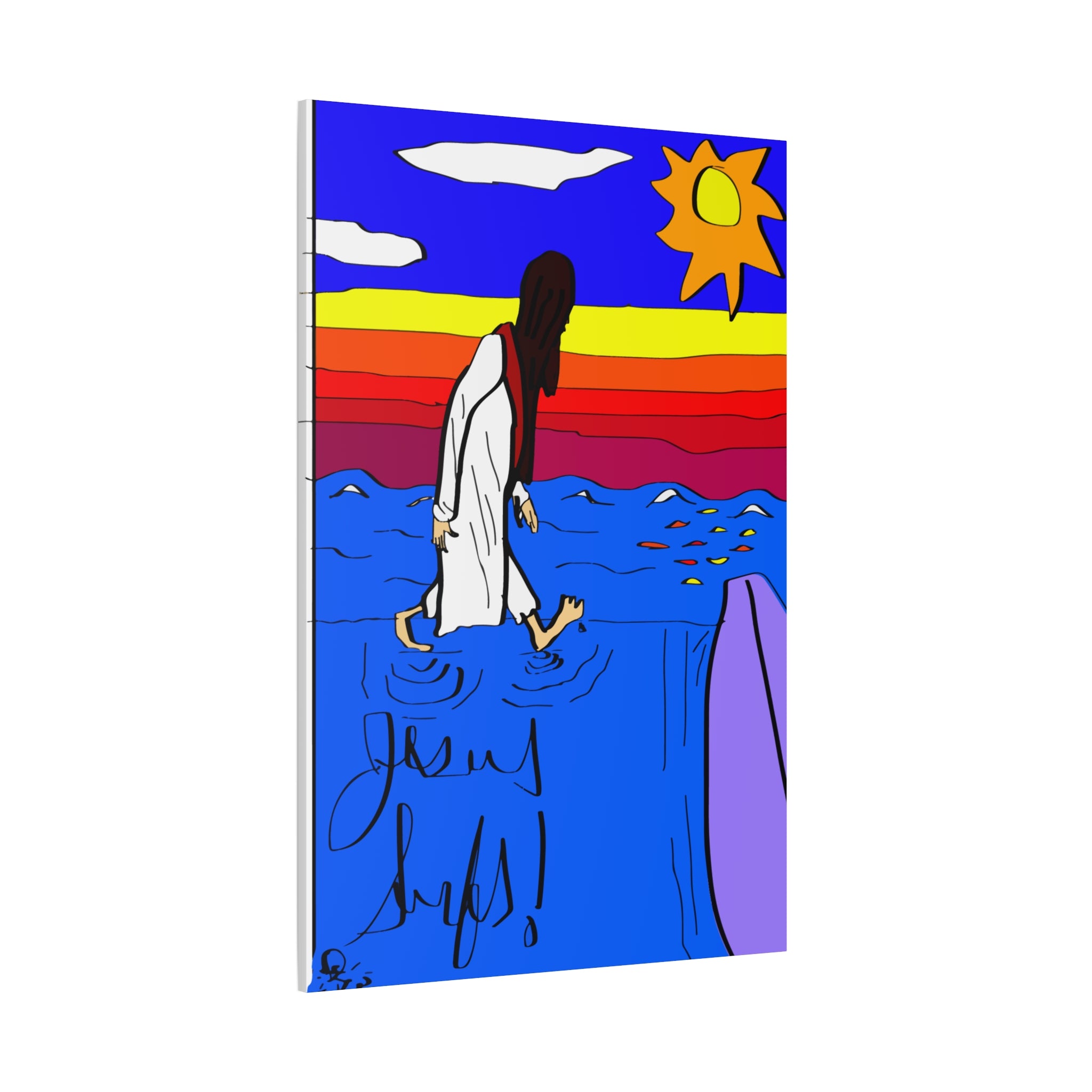 Jesus Surfs “ Walks On Water” Matte Canvas, Stretched, 1.25"