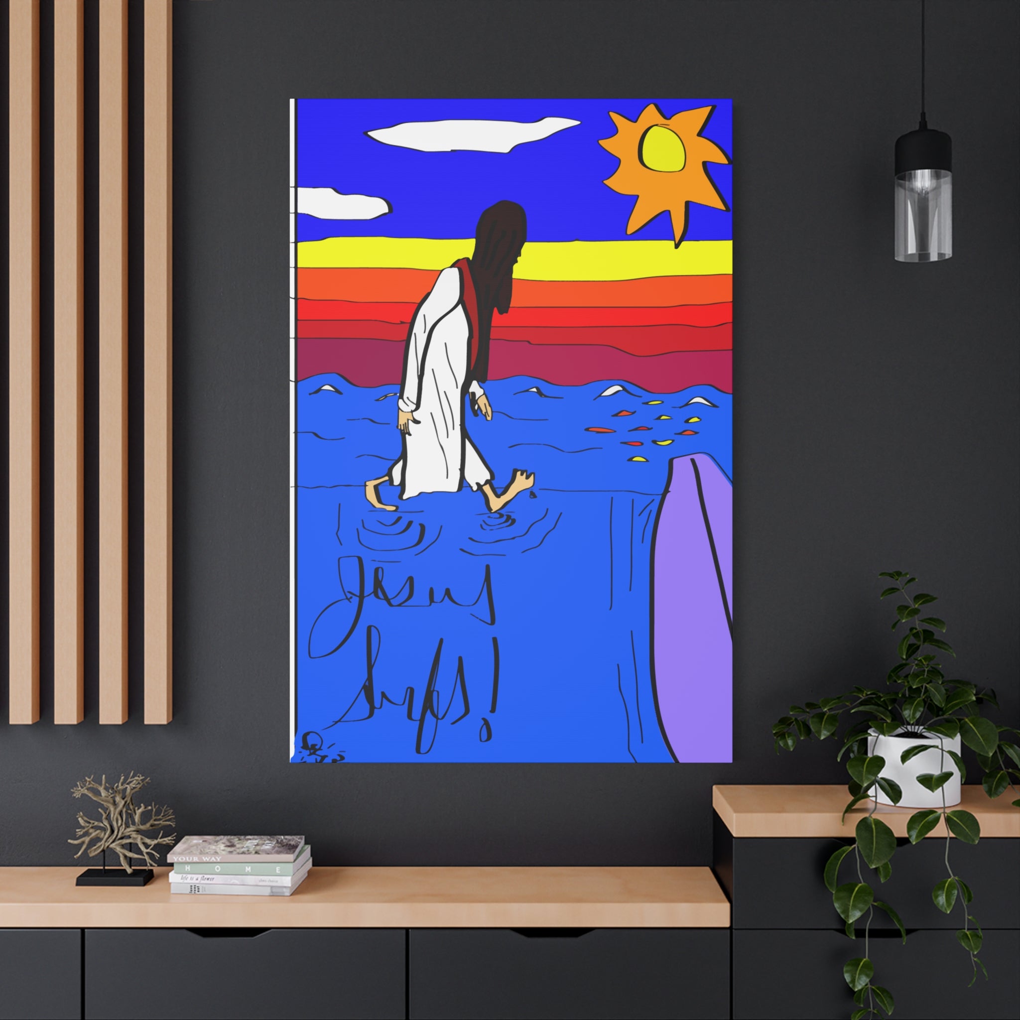 Jesus Surfs “ Walks On Water” Matte Canvas, Stretched, 1.25"
