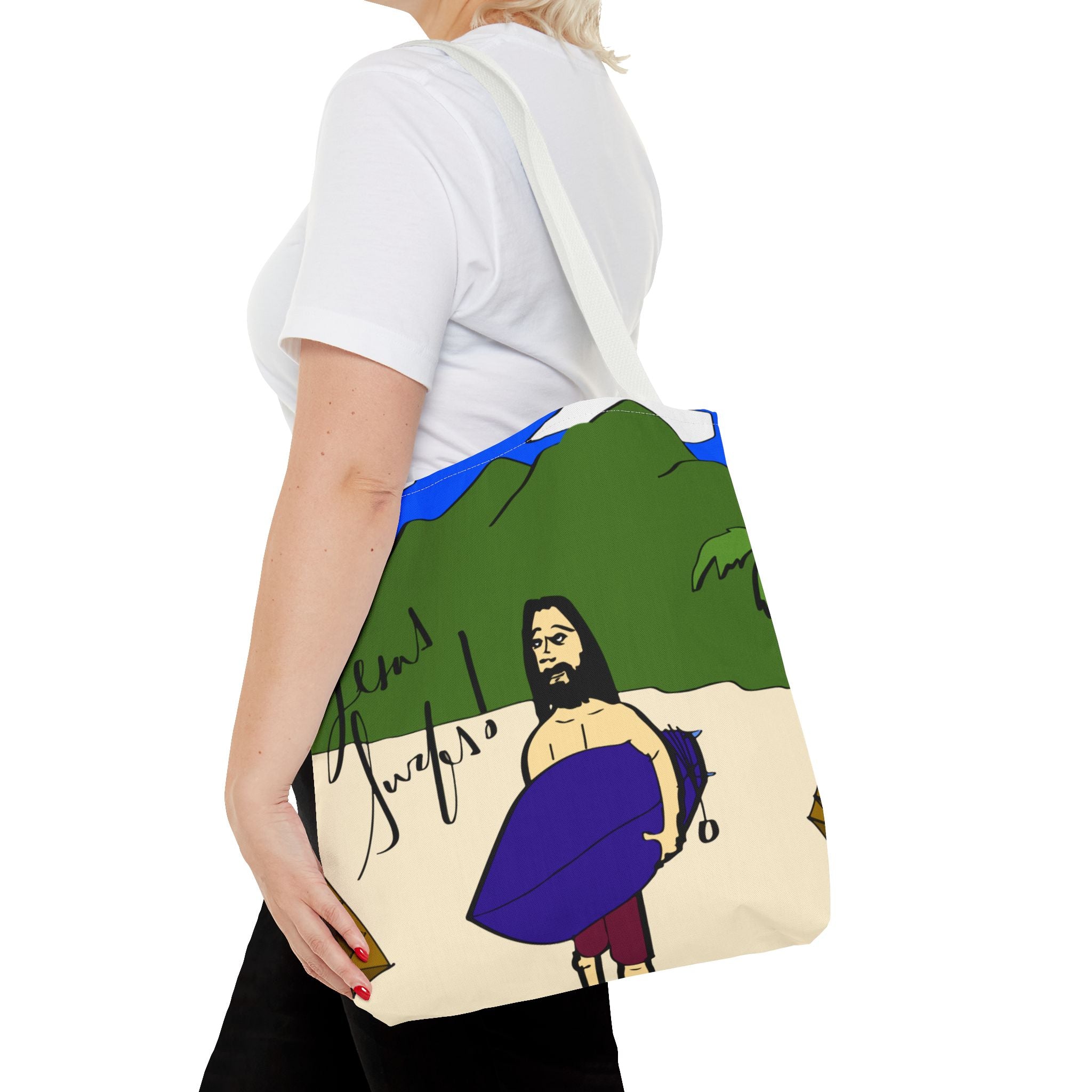 Jesus Surfs - Wave Check - Tote Bag (AOP)