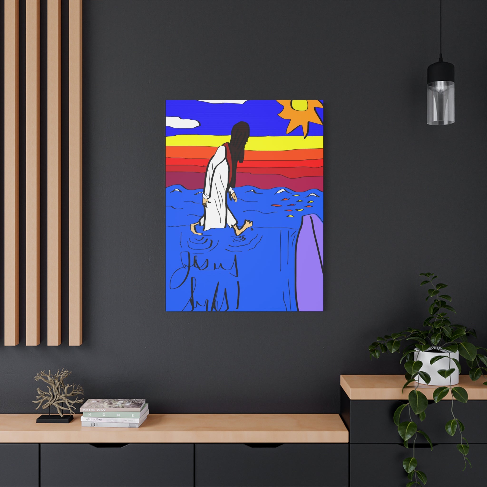 Jesus Surfs “ Walks On Water” Matte Canvas, Stretched, 1.25"