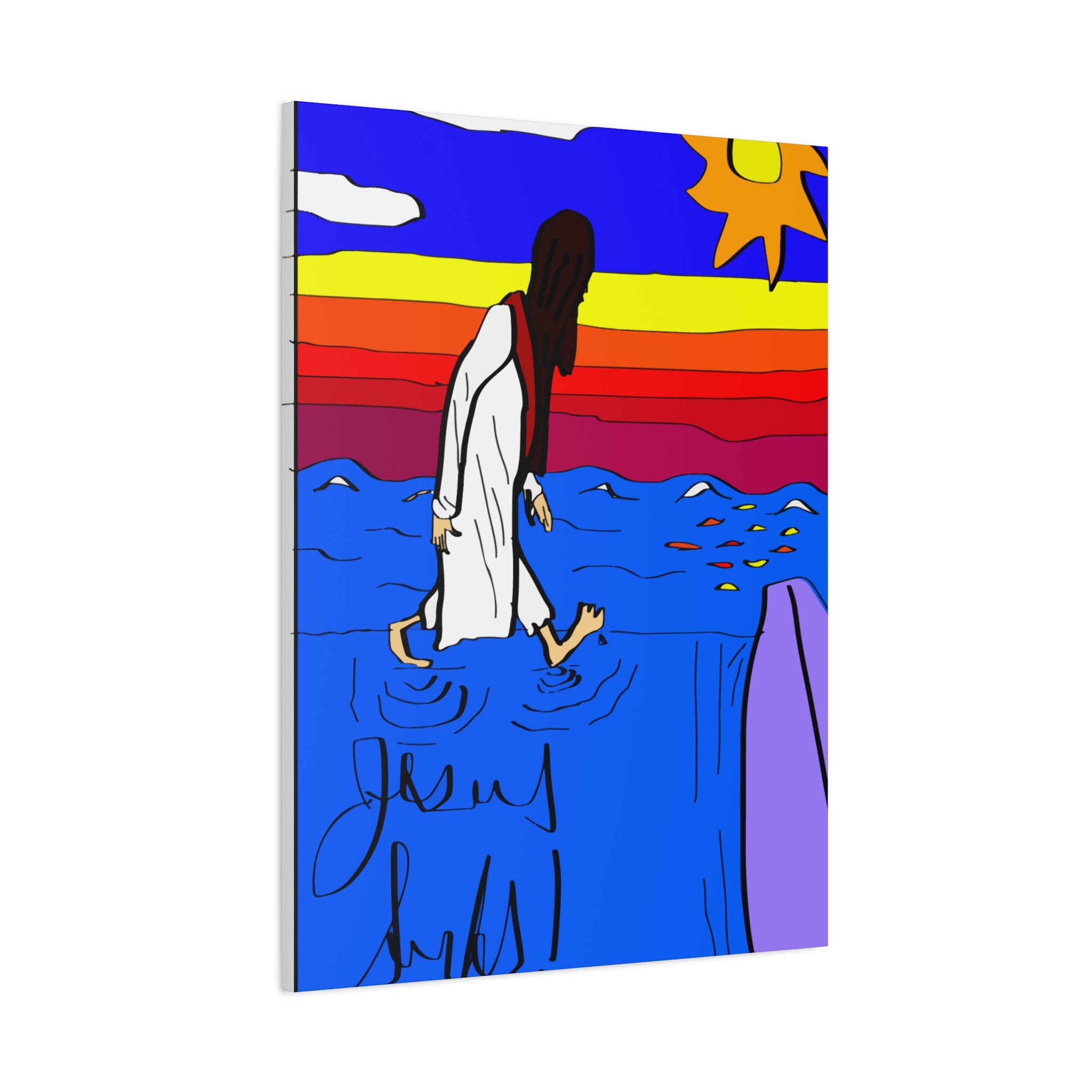 Jesus Surfs “ Walks On Water” Matte Canvas, Stretched, 1.25"