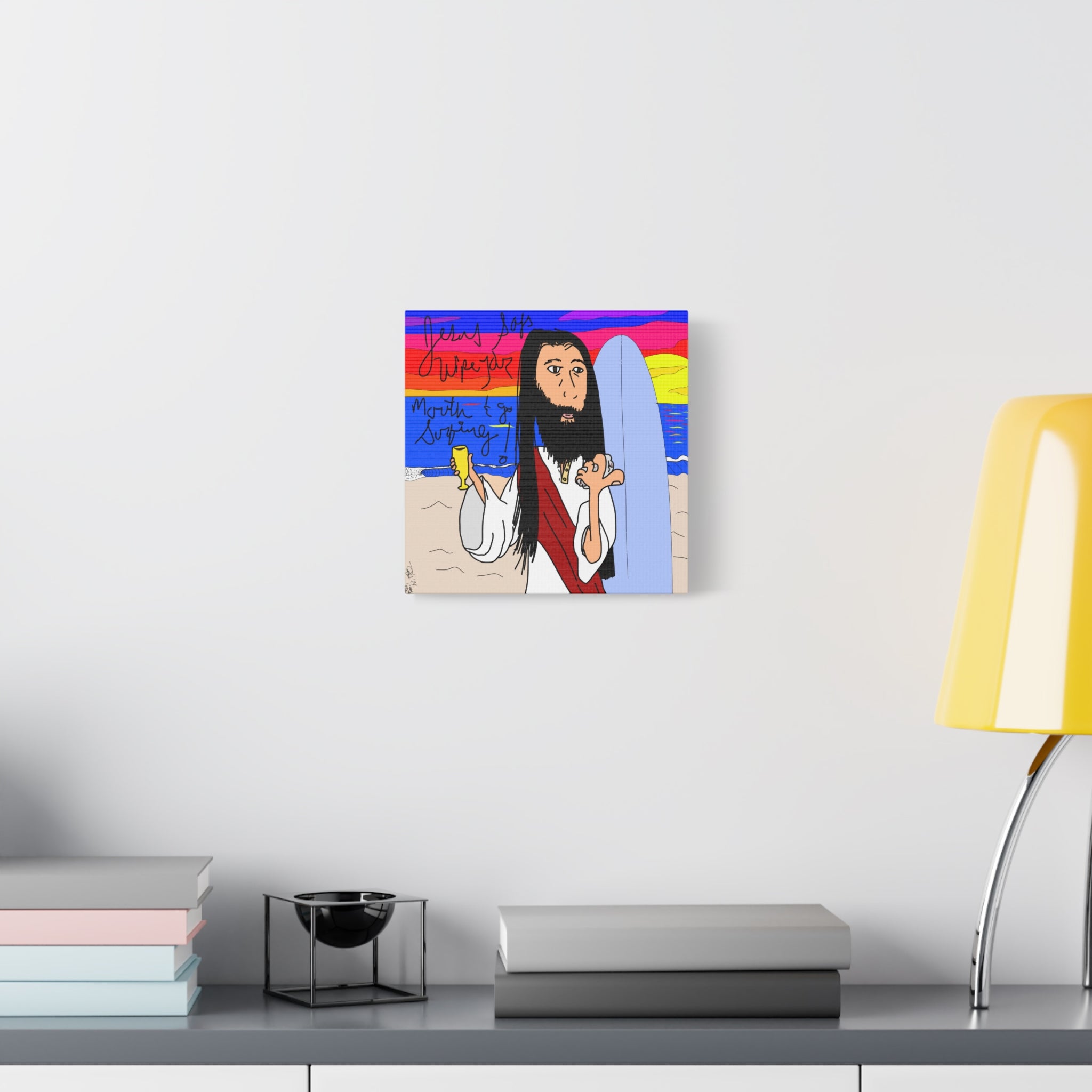 Jesus Surfs - Wipe Your Mouth & Go Surf - Matte Canvas, Stretched, 1.25"