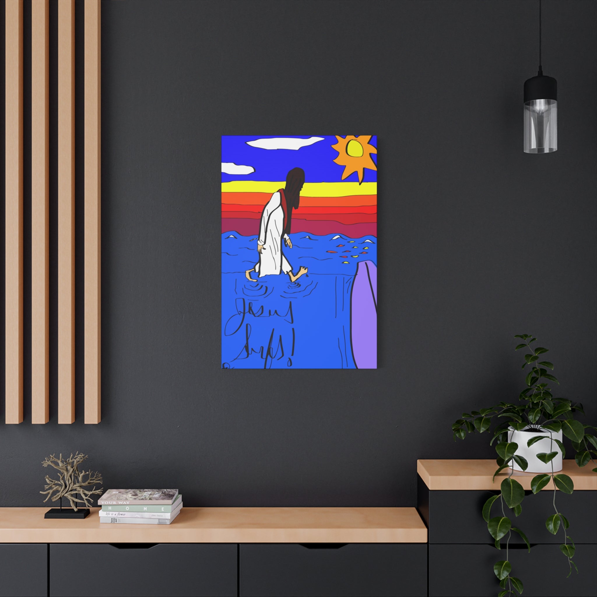 Jesus Surfs “ Walks On Water” Matte Canvas, Stretched, 1.25"