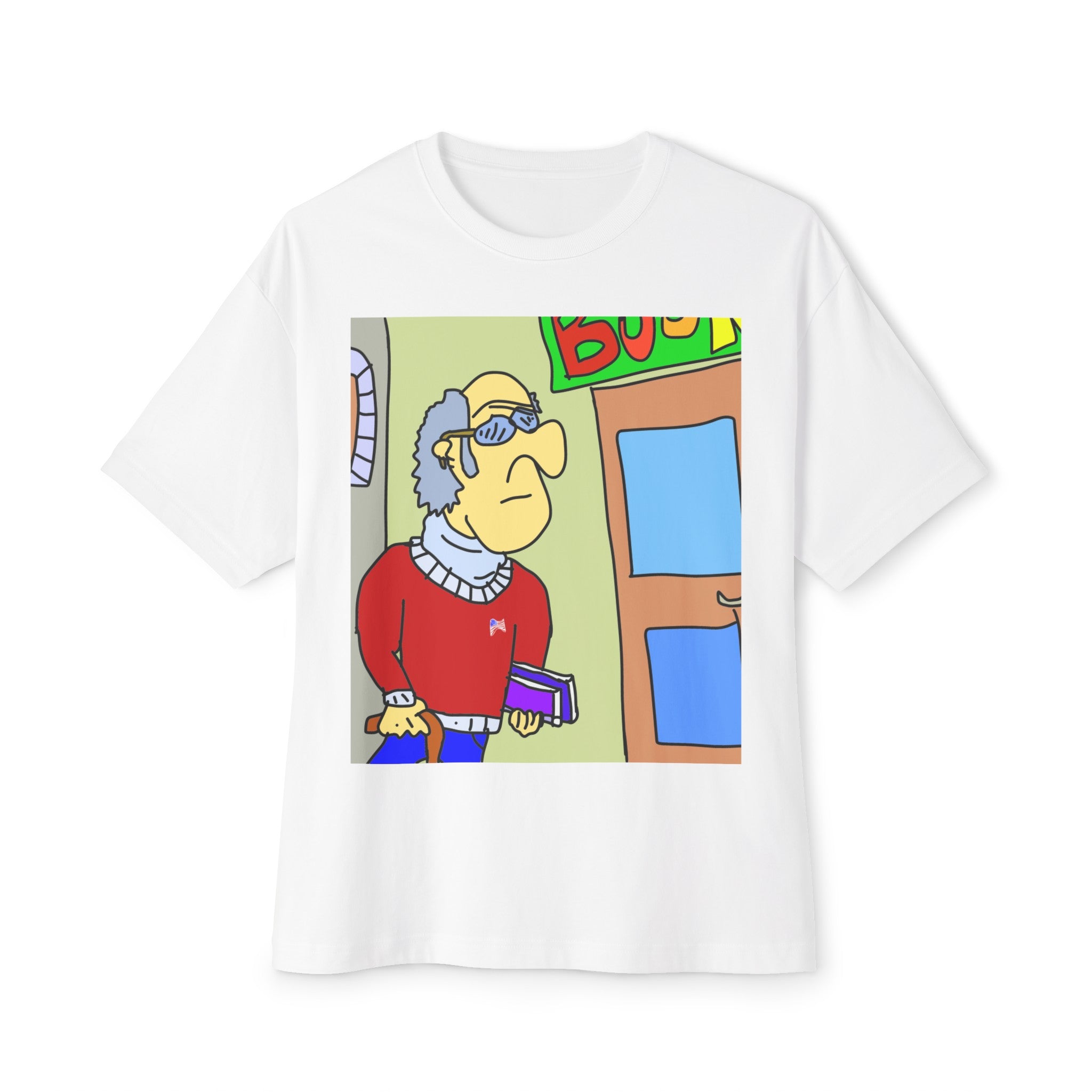 Time Traveling Bookstore George Unisex Oversized Boxy Tee