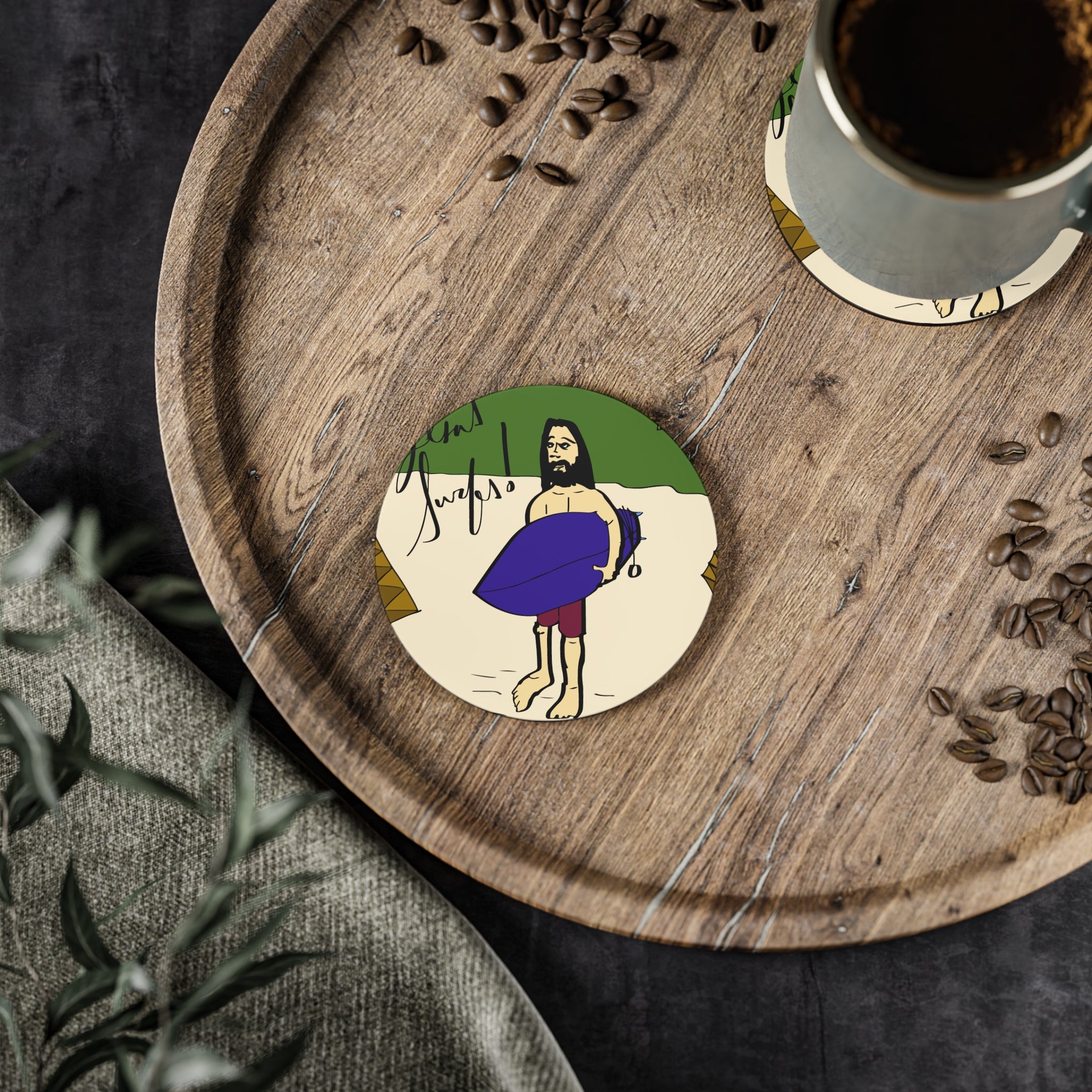 Jesus Surfs - Wave Check - Coasters