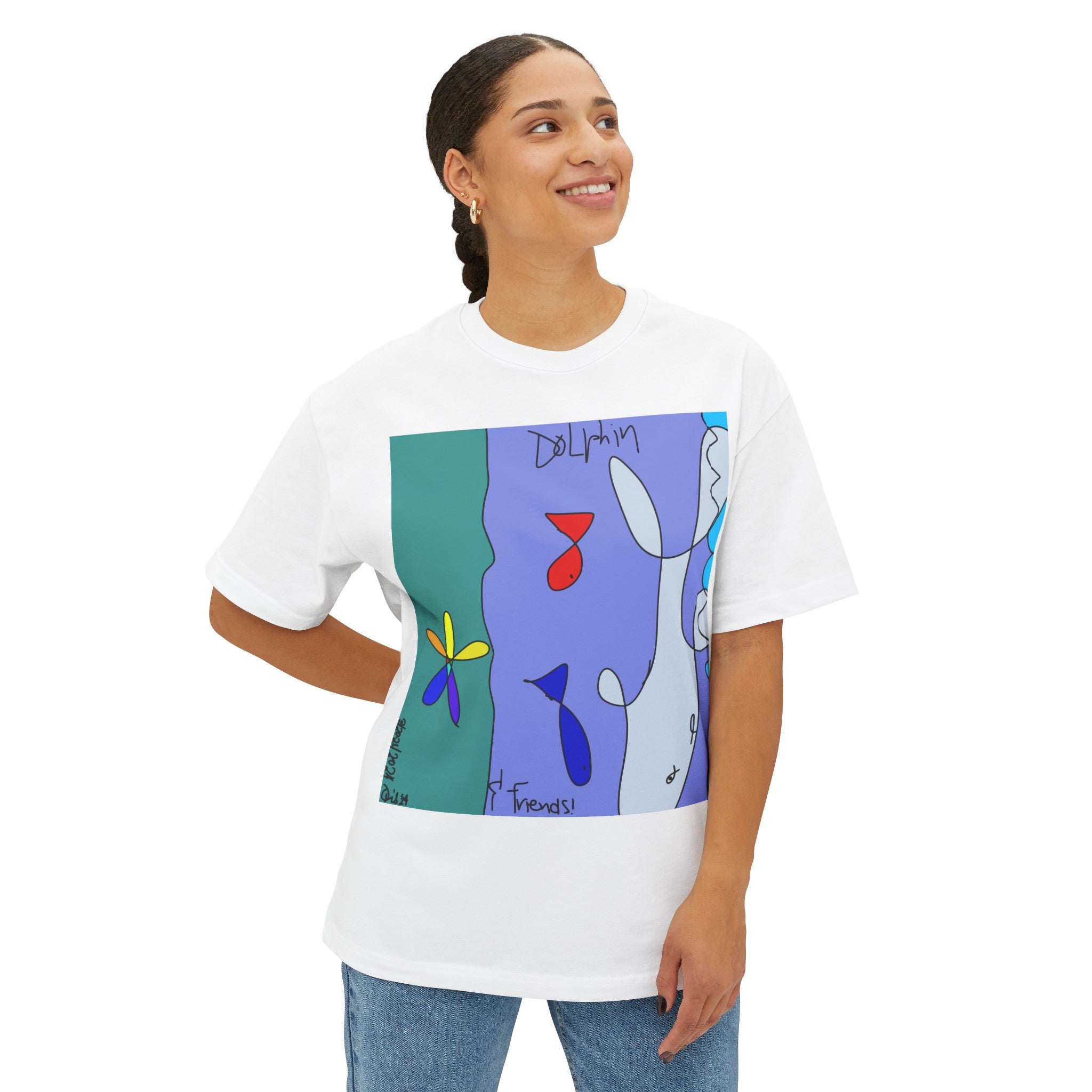 Dolphin & Friends Unisex Oversized Boxy Tee