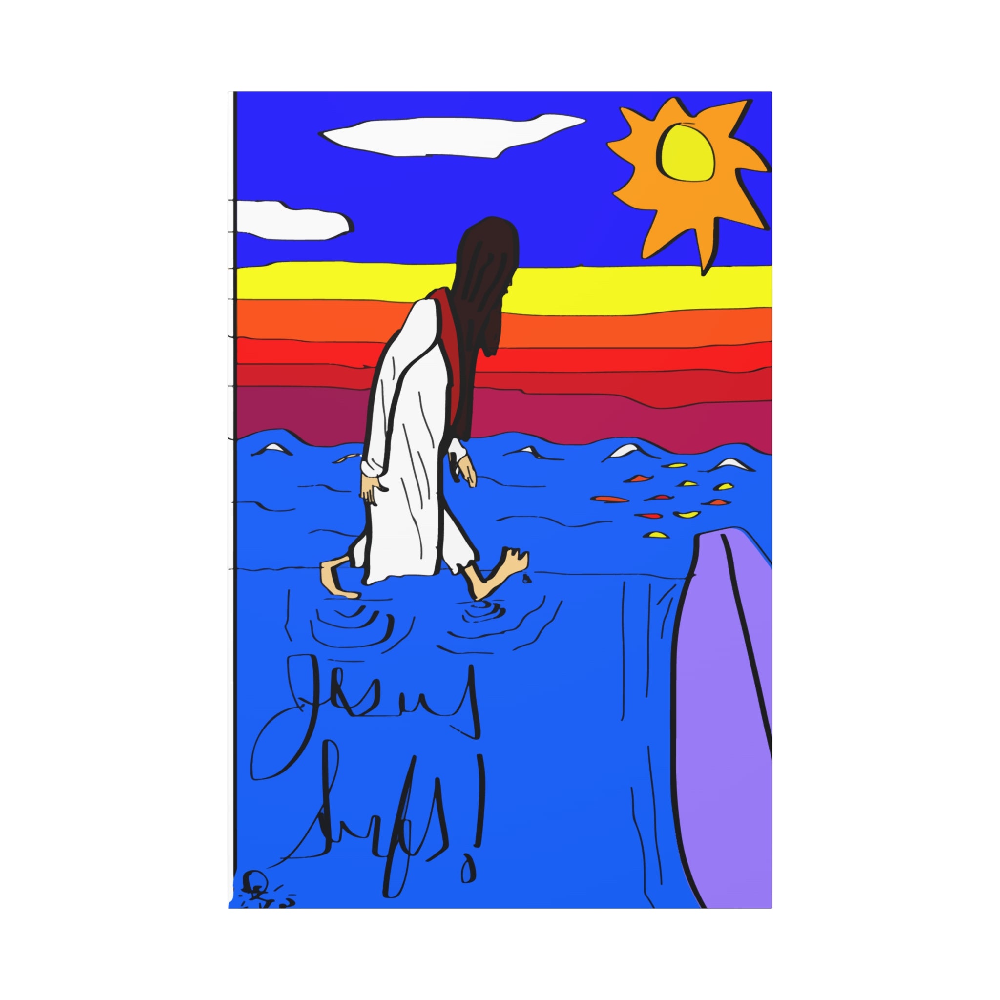 Jesus Surfs “ Walks On Water” Matte Canvas, Stretched, 1.25"