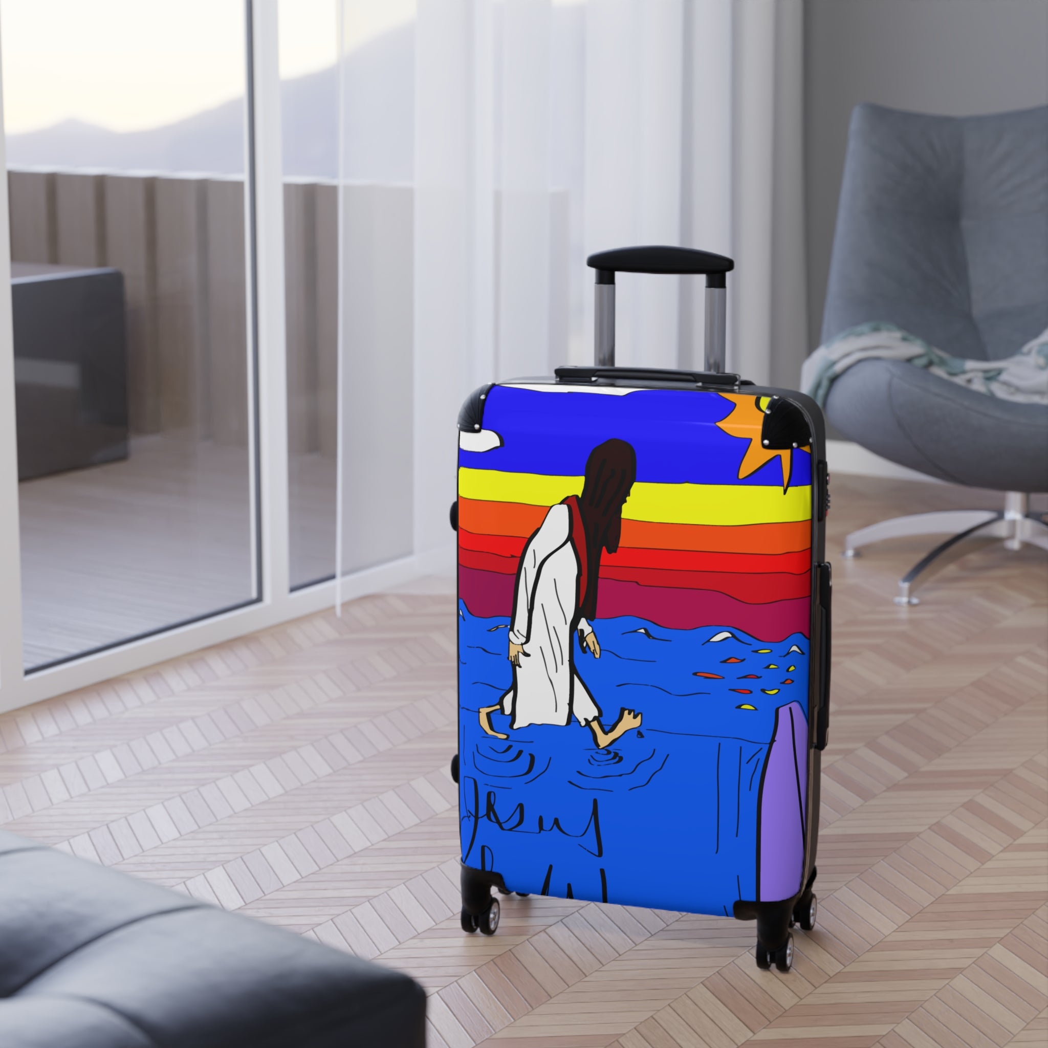 Jesus Surfs “Walks On Water” Suitcase