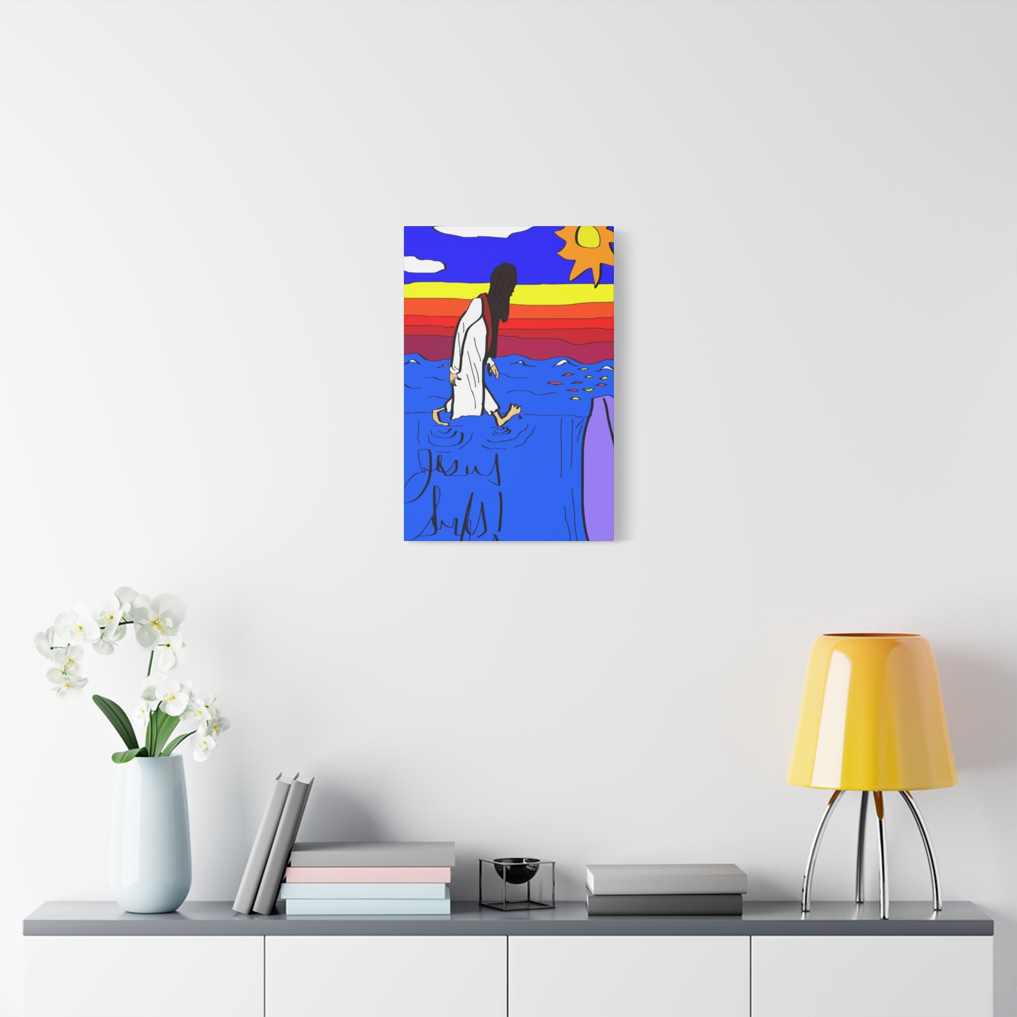Jesus Surfs “ Walks On Water” Matte Canvas, Stretched, 1.25"