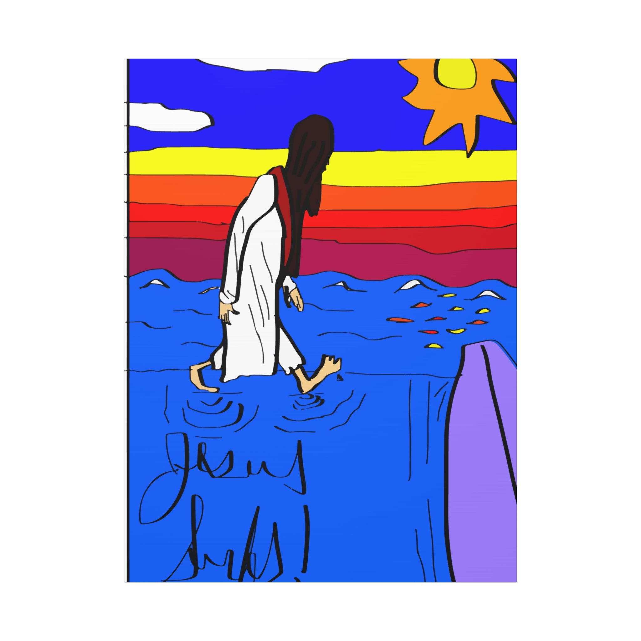 Jesus Surfs “ Walks On Water” Matte Canvas, Stretched, 1.25"