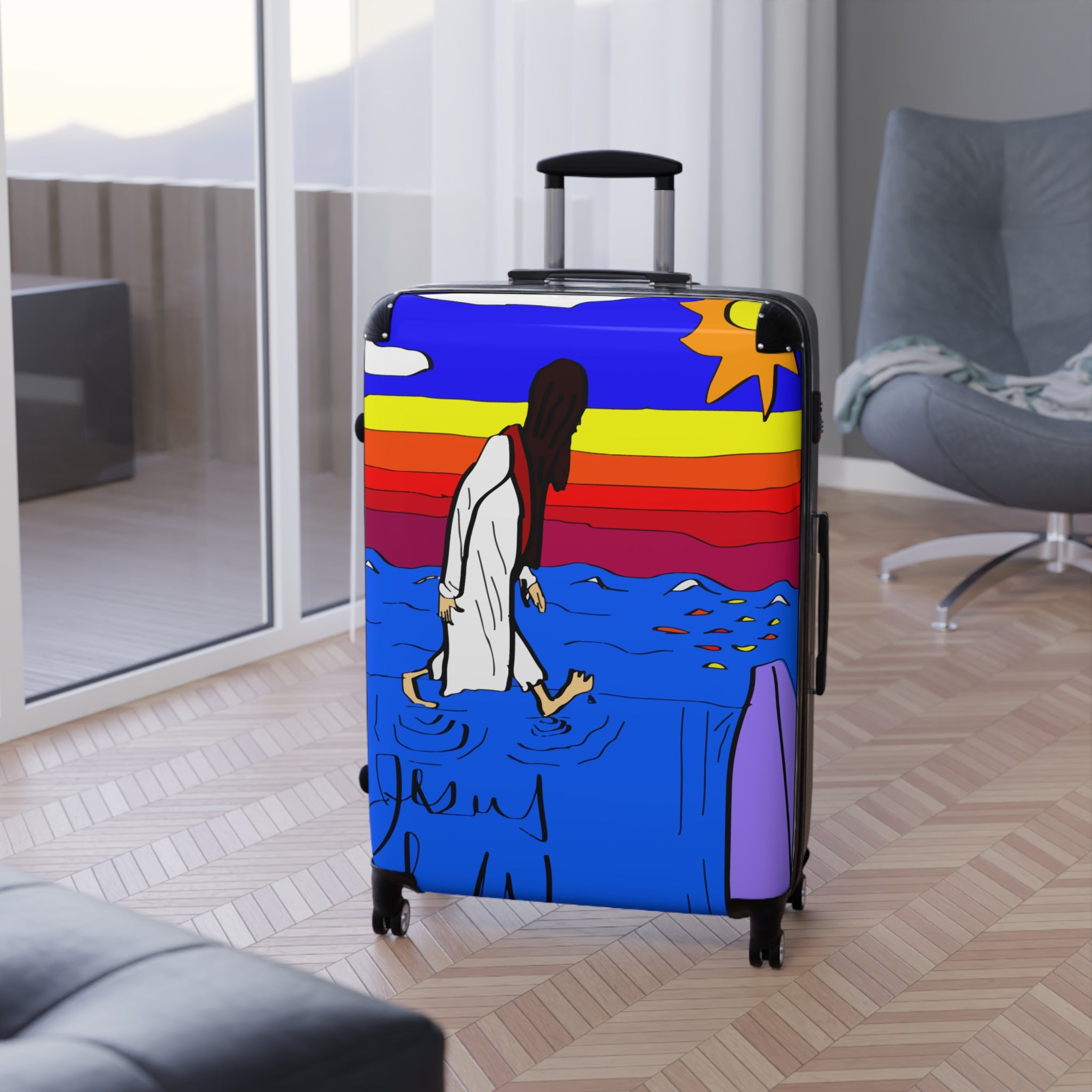 Jesus Surfs “Walks On Water” Suitcase