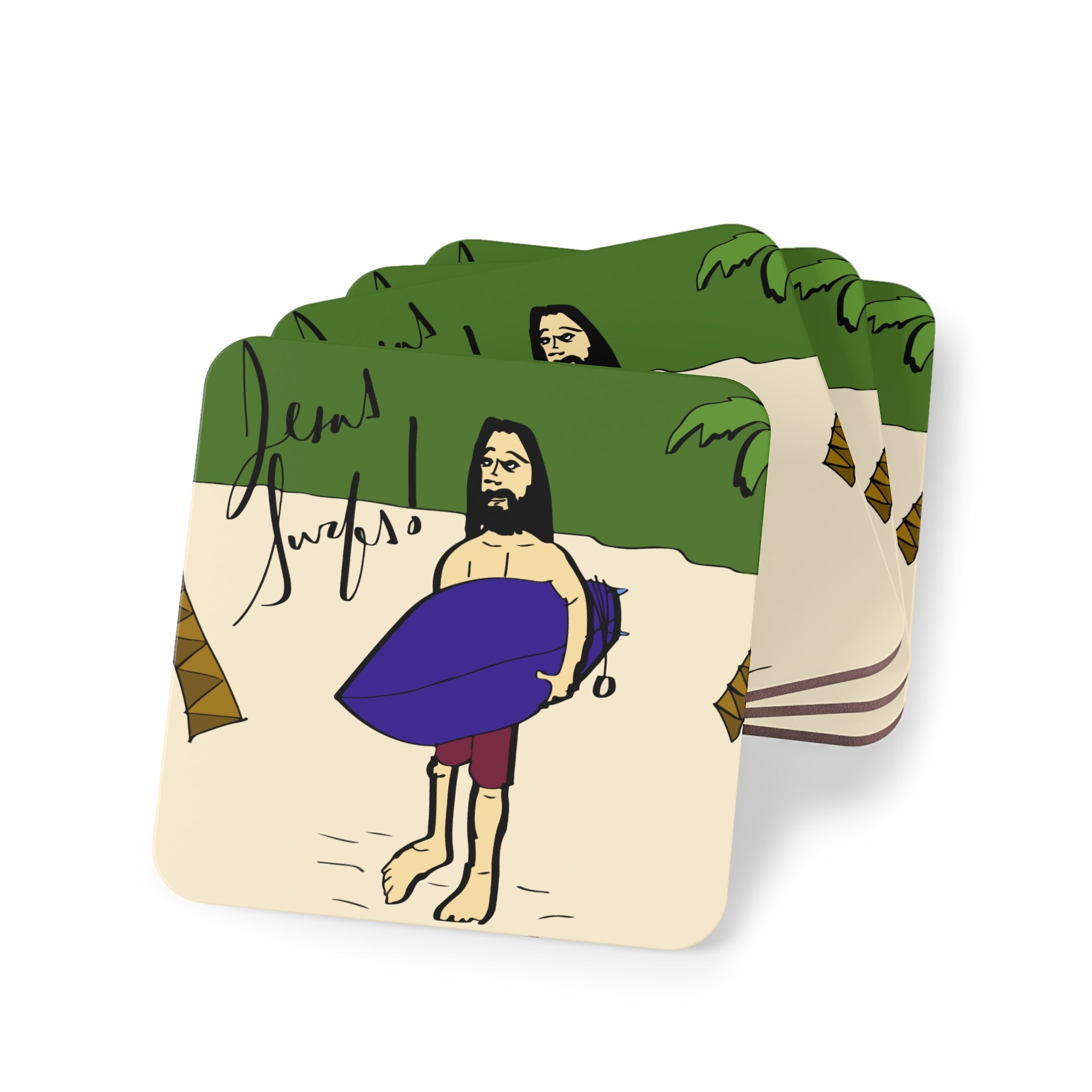 Jesus Surfs - Wave Check - Coasters