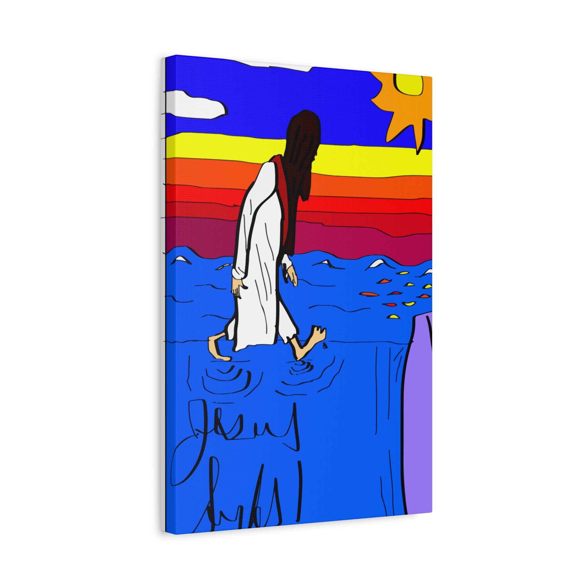 Jesus Surfs “ Walks On Water” Matte Canvas, Stretched, 1.25"