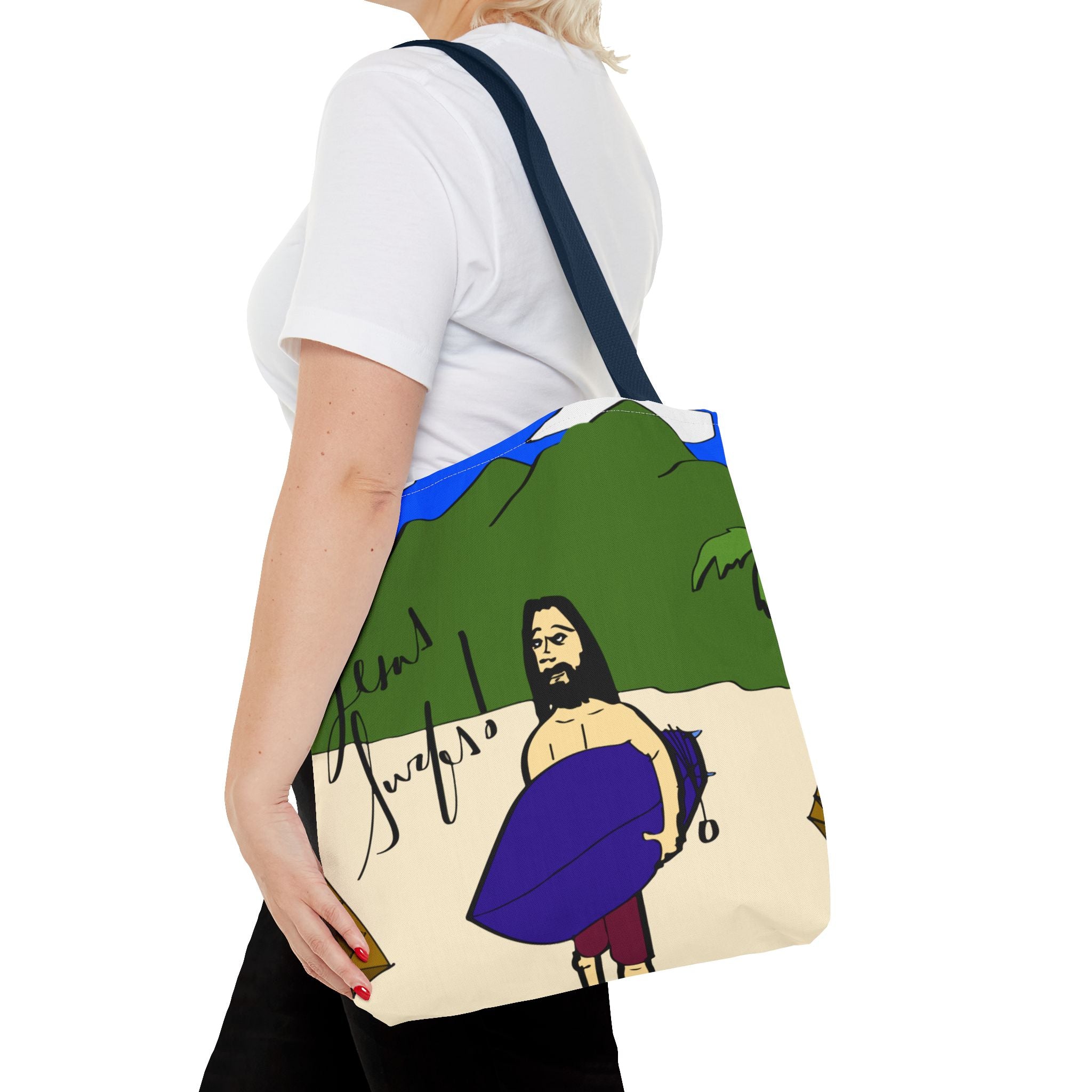 Jesus Surfs - Wave Check - Tote Bag (AOP)