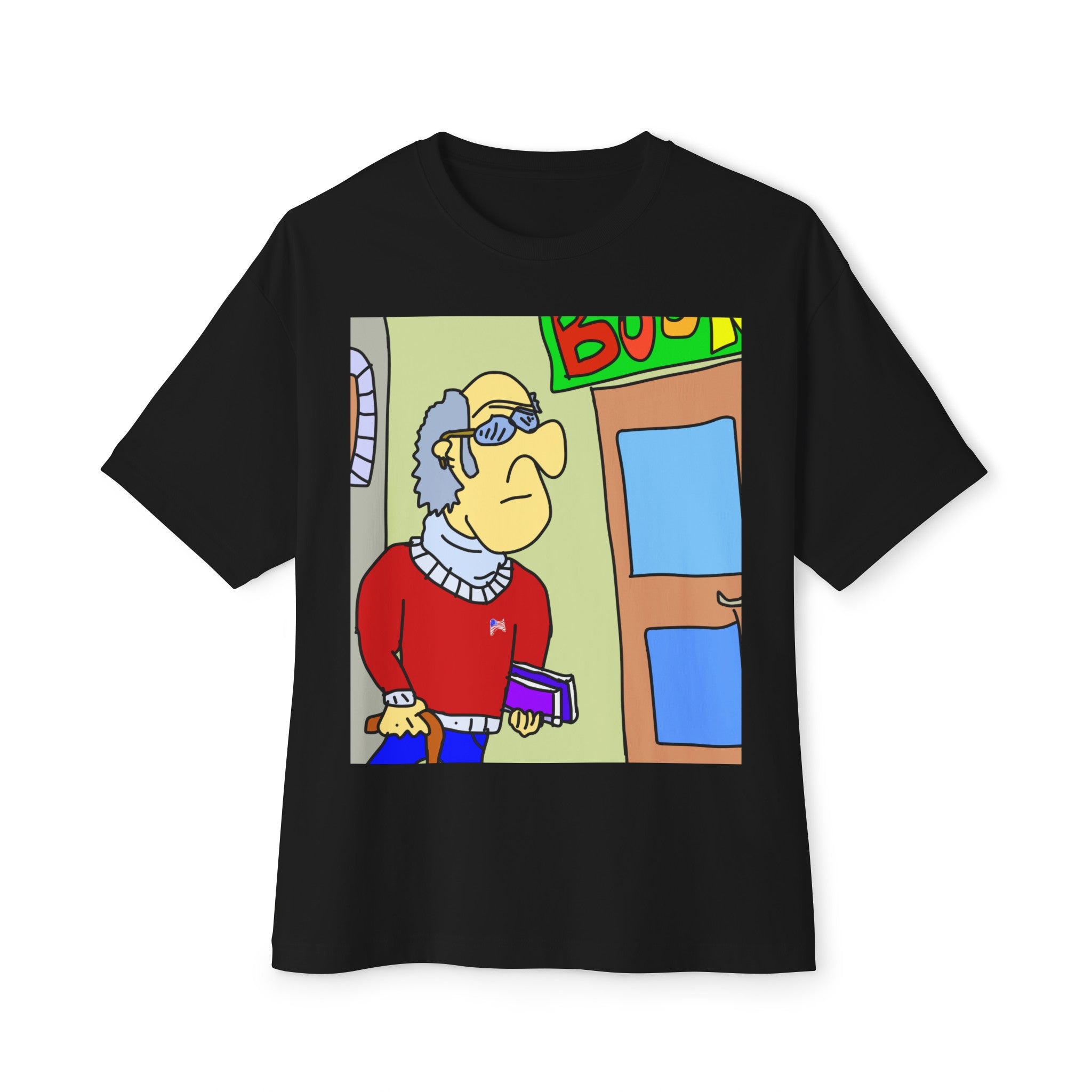 Time Traveling Bookstore George Unisex Oversized Boxy Tee