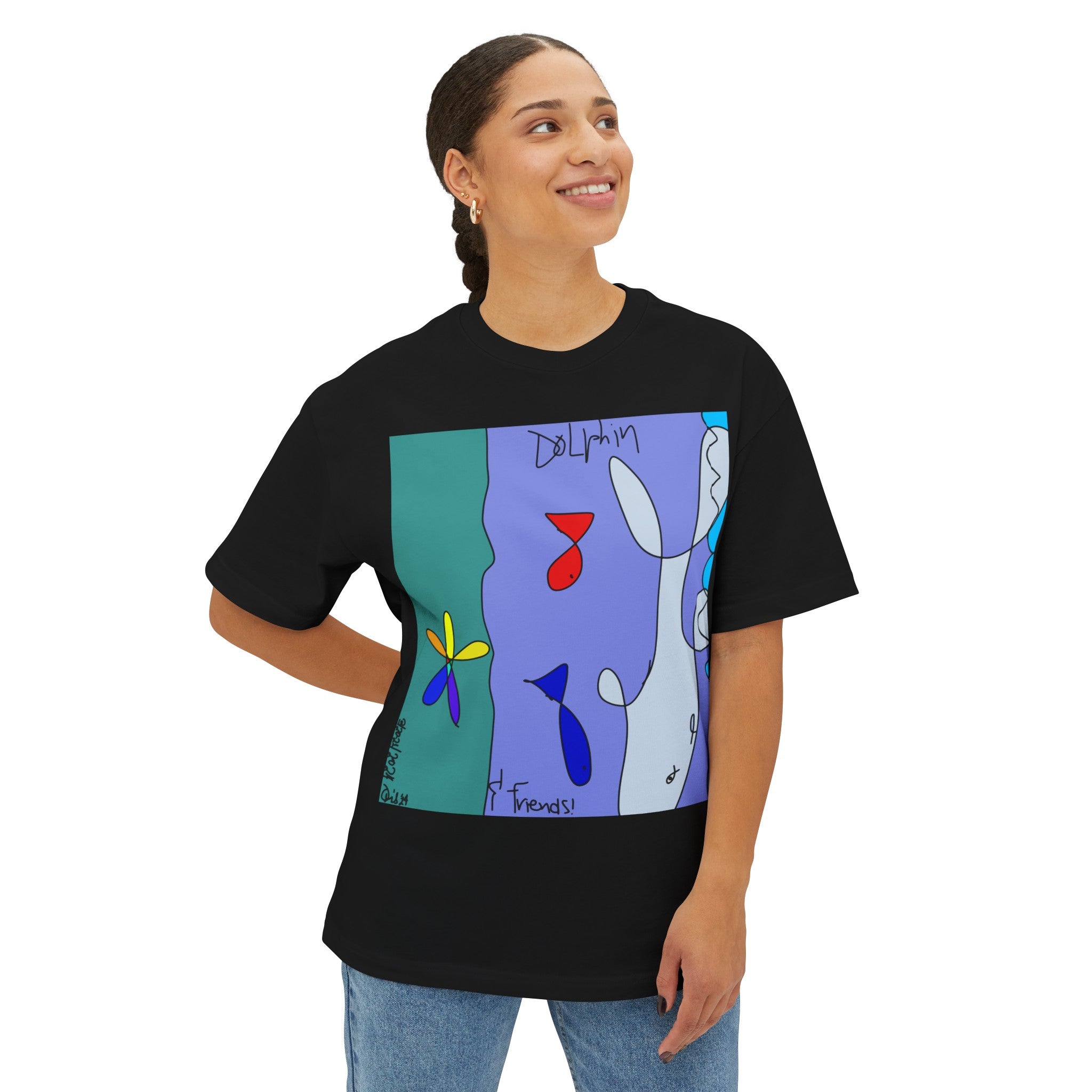 Dolphin & Friends Unisex Oversized Boxy Tee