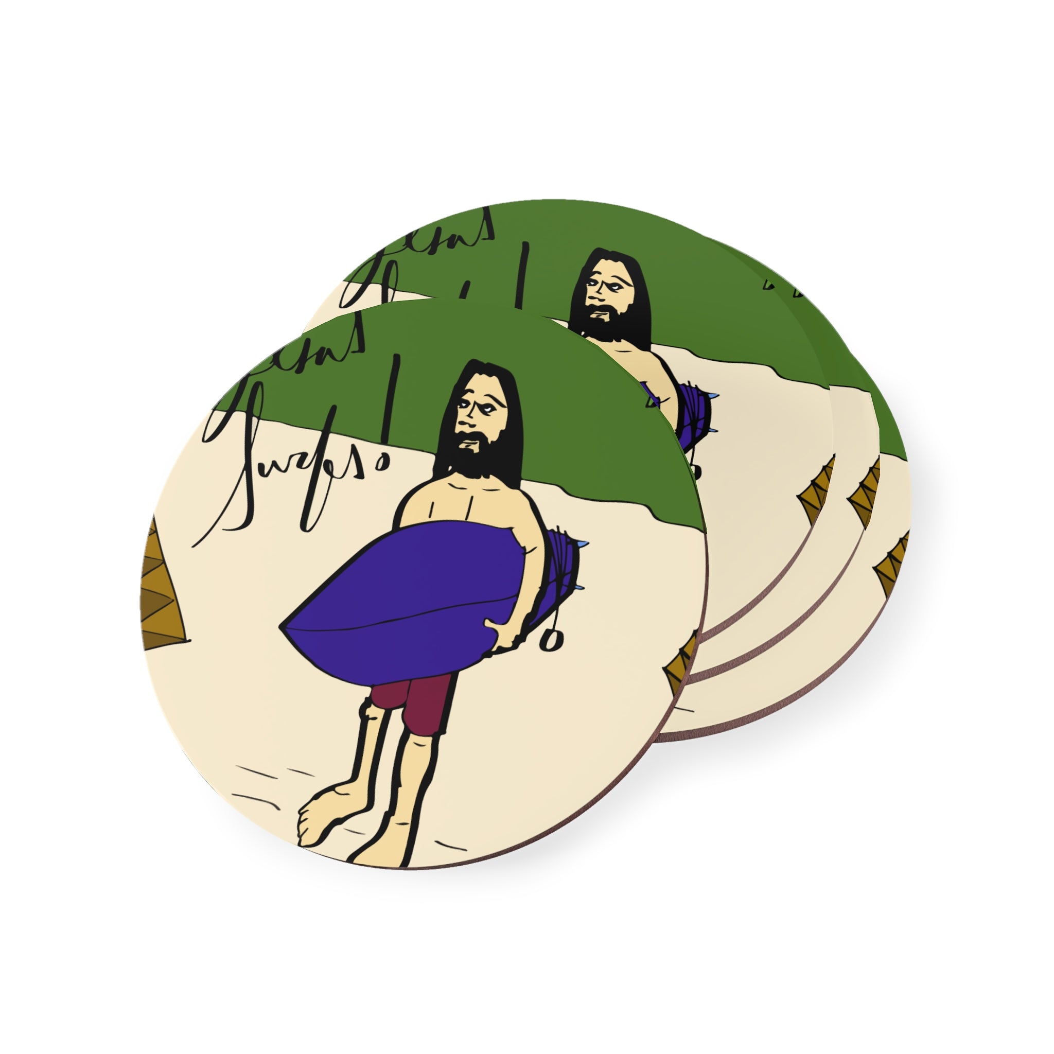 Jesus Surfs - Wave Check - Coasters